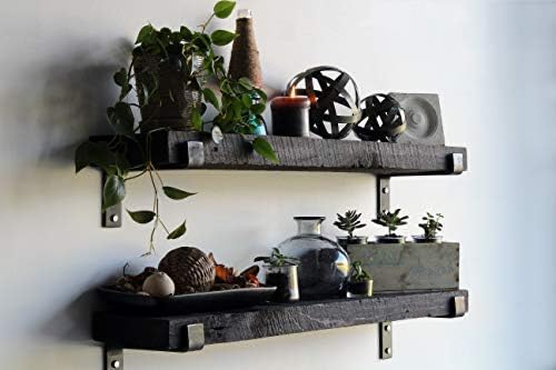 Urban Legacy Accent Shelves | Reclaimed Barn Plank | Set of 2 with Full Brackets (Coffee Bean 36x 7"x 2")