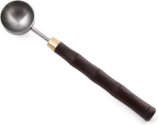 Ebony Wood Handle Coffee Spoon – Exquisite and Portable Stainless Steel Spoon with Long-Handled for Coffee (Silver, 5g Capacity)