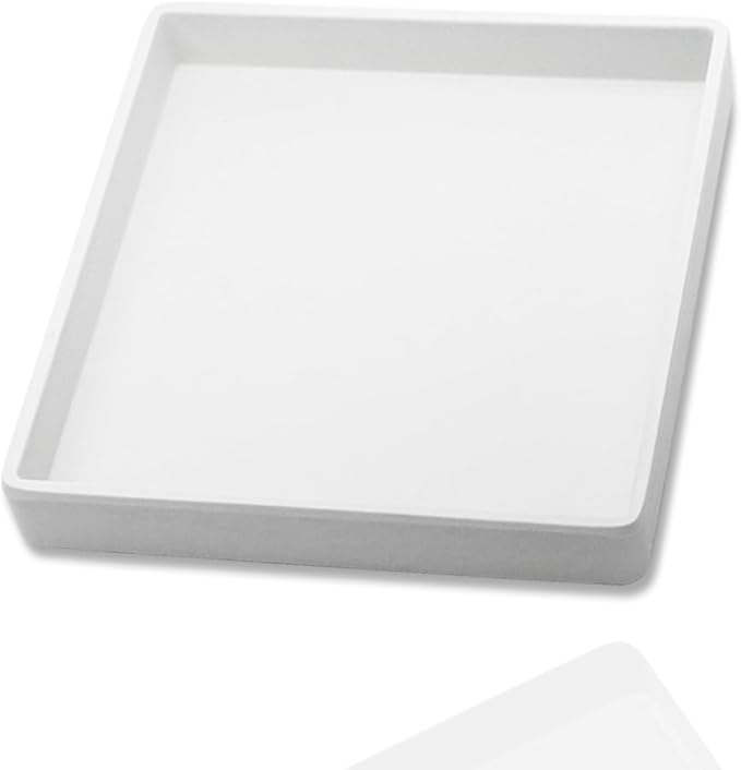 Small Square Serving Tray (5.9 inch), Durable White Tray for Desserts & Organization, Lightweight for Coffee, Drinks, Party, Seasoning, Perfume and Display.