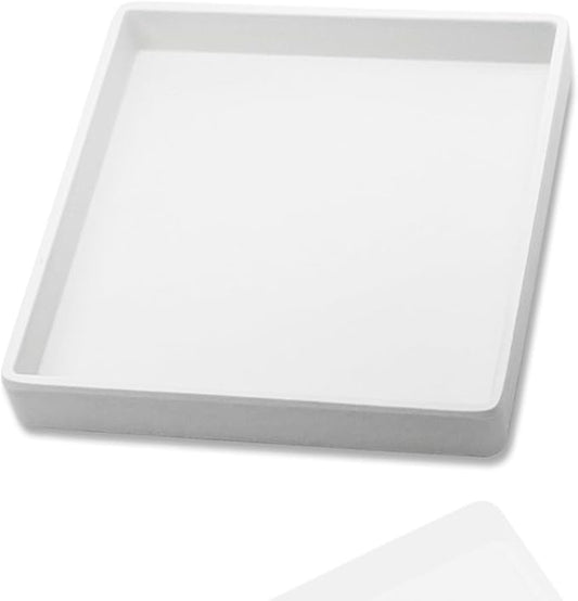 Small Square Serving Tray (5.9 inch), Durable White Tray for Desserts & Organization, Lightweight for Coffee, Drinks, Party, Seasoning, Perfume and Display.