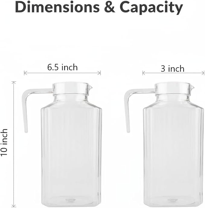 61 oz Acrylic Pitcher with Lid and Spout, 1800ml Large Hot/Cold Water Jug for Iced Tea Pitcher for Coffee, Juice Iced Tea Beverage Carafe with Lid for Family Gathering(1800ml)