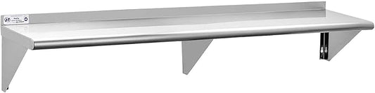 Hally Stainless Steel Shelf 14 x 72 Inches, 450 lb, Commercial Wall Mount Floating Shelving for Restaurant, Kitchen, Home and Hotel