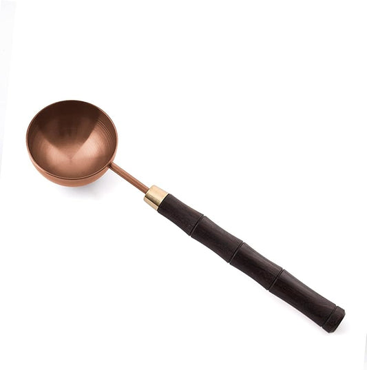 Ebony Wood Handle Coffee Spoon – Exquisite and Portable Stainless Steel Spoon with Long-Handled for Coffee (Rose Glod, 10g Capacity)