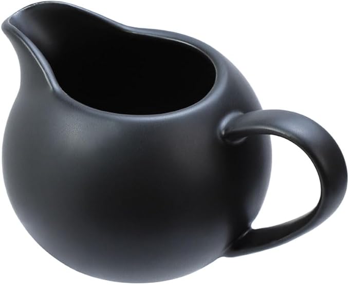 Matte Ceramic Simple Creamer with Handle, Small Coffee Milk Creamer Pitcher 8oz Black