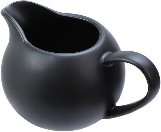 Matte Ceramic Simple Creamer with Handle, Small Coffee Milk Creamer Pitcher 8oz Black