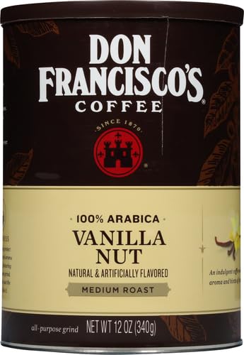 Don Francisco's Premium Vanilla Nut Ground Flavored Coffee: Rich, Aromatic 100% Arabica Beans - Family Crafted for a Delightful Morning Brew (12 oz Can) (Pack of 2)