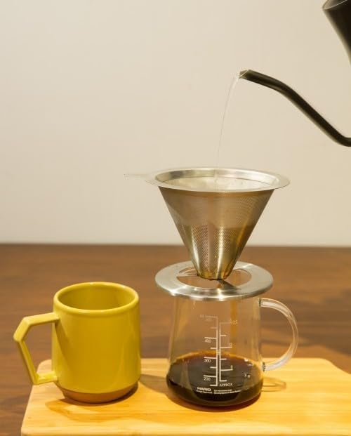 Stainless Steel Coffee Filter; 1-4 Cup, Double Wall Design with Stand, Fits Mugs & Carafes