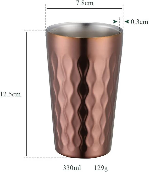 10oz Stainless Steel Cup Set, 2Pcs Double Wall Metal Cup，Vacuum Stackable Insulated Portable Drinking Tumblers Unbreakable Glasses，for Home Outdoor Restaurant (Rose Gold)