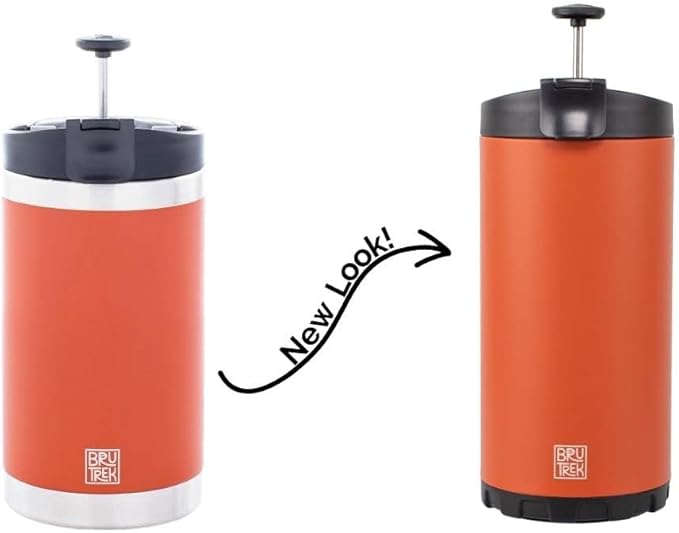 BruTrek Steel Toe 3.0 Travel Coffee Press - Brew 20 fl.oz On The Go - No Spill Lid, Double Wall Vacuum Insulated Stays Hot for Hours, French Press Coffee (Red Rock)