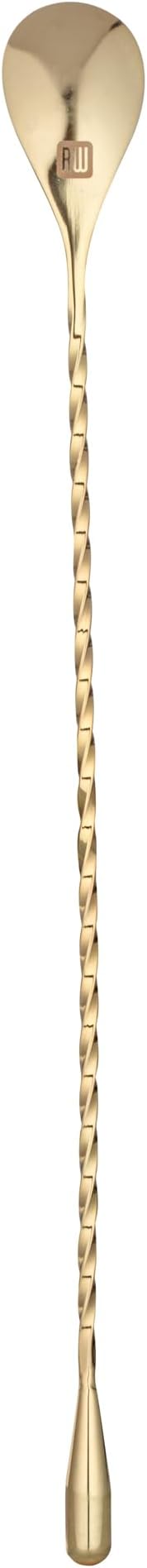 Restaurantware Bar Lux 12 Inch Bar Spoon 1 Corkscrew Handle Cocktail Stirrer Spoon - Long Commercial Gold-Plated Stainless Steel Cocktail Mixing Spoon For Stirring And Mixing