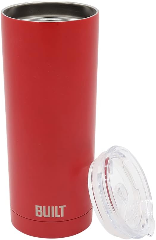 BUILT 20oz Water Tumbler - Stainless Steel Vacuum Insulated Tumbler with Lid, Double Wall Travel Tumbler - Durable, Reusable & Sustainable Steel Cup To Go Travel Coffee Mug (Red)