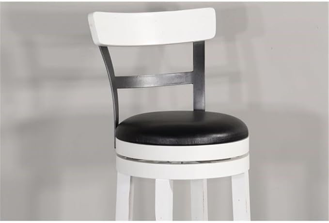 Pemberly Row Set of 3 White/Brown Wood Bar Unit and 2 Swivel Barstool with Back