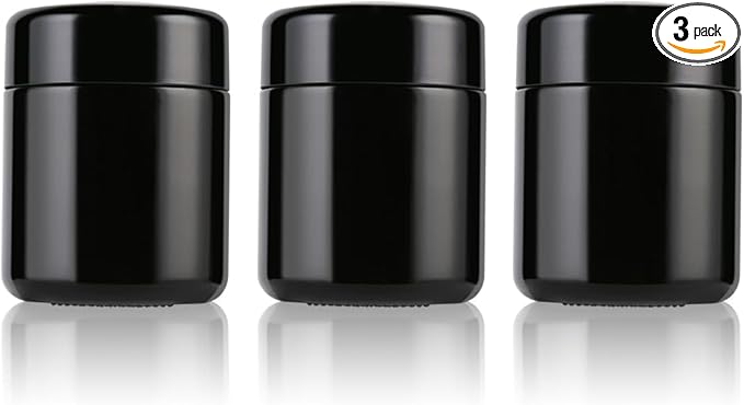50g Black Ultraviolet Glass Jar with Lid,50ml Storage jars,Refillable Containers Jar,Ideal for Long term storage Leaf,Coffee,Spices (E: 50ml)