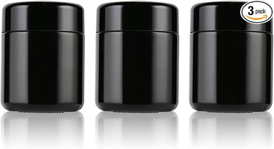 50g Black Ultraviolet Glass Jar with Lid,50ml Storage jars,Refillable Containers Jar,Ideal for Long term storage Leaf,Coffee,Spices (E: 50ml)