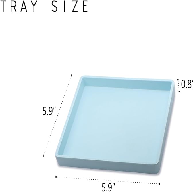 Small Square Serving Tray (5.9 inch), Durable Blue Tray for Desserts & Organization, Lightweight for Coffee, Drinks, Party, Seasoning, Perfume and Display.