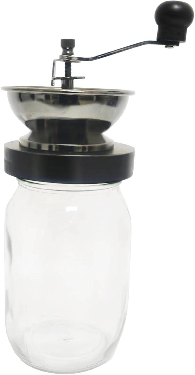Lehman's Manual Coffee Grinder with Mason Jar Grounds Storage, Comfortable Grip Quiet Smooth Non-Electric Hand Crank, Standard Grind