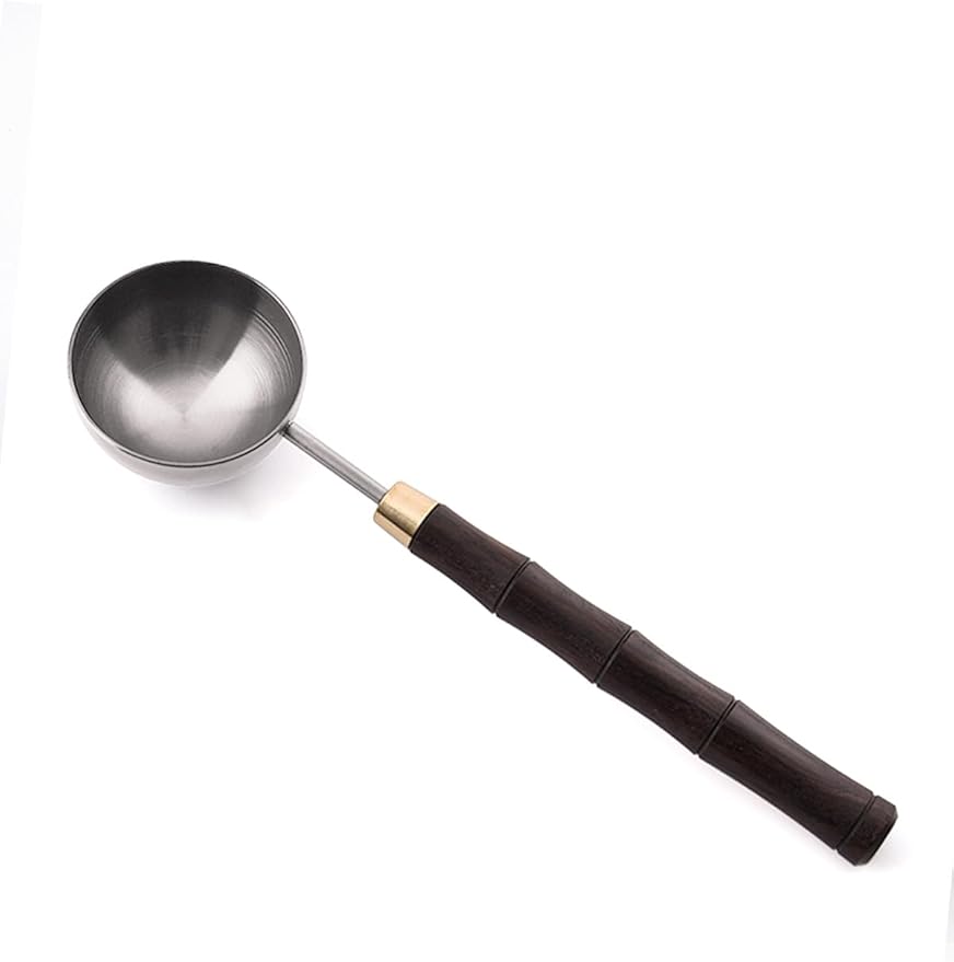 Ebony Wood Handle Coffee Spoon – Exquisite and Portable Stainless Steel Spoon with Long-Handled for Coffee (Silver, 10g Capacity)