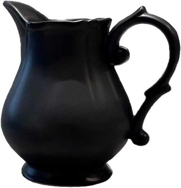 WAIT FLY Vintage Embossed Creamer & Sauce Pitcher - Black Cream Jug for Kitchen