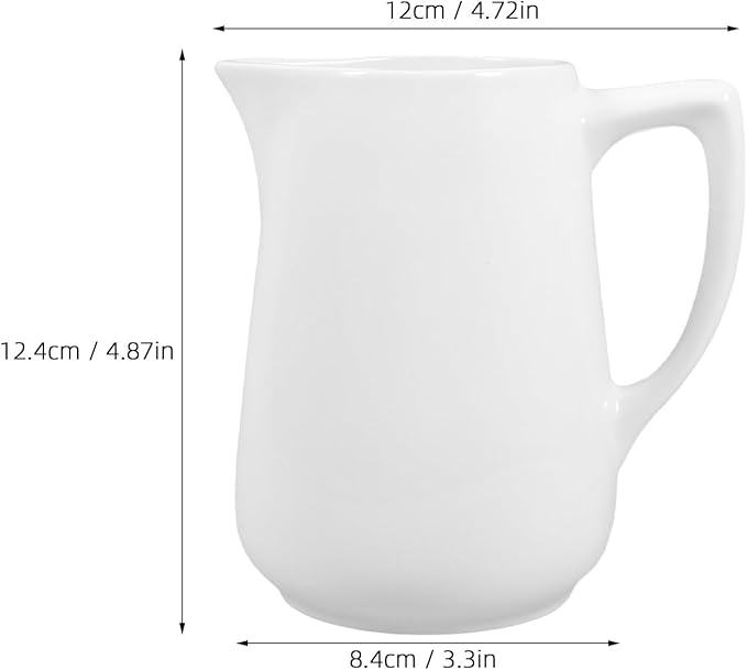 PRETYZOOM Ceramic Milk Pitcher with Handle 15Oz Porcelain Creamer Jug for Coffee Latte Art Sauce Salad Dressing and Home Kitchen Use