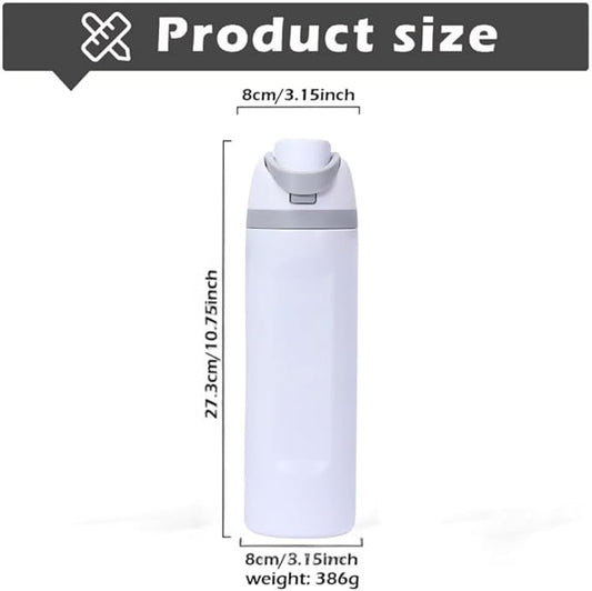 DUTHINGS Insulated Stainless Steel Water Bottle with Straw, 24 oz, Reusable Sports and Travel Bottle for School, Kids, and Outdoors - Leakproof and BPA-Free (WHITE)