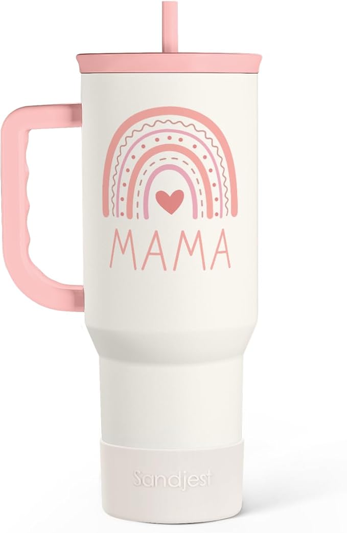 Gift for Mom from Daughter Son - Mama Insulated Stainless Steel Tumbler 40oz with Handle and Straw, Travel Coffee Mug for Mommy Moms - Gifts Idea for Birthday Christmas Mothers Day