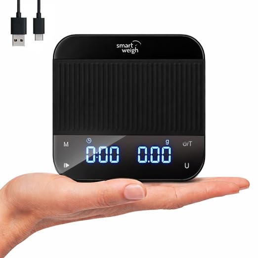 Smart Weigh Pro Coffee Scale with Auto Timer, 3000g/0.1g High Precision Digital Espresso & Kitchen Scale, Measures in g, oz, lb, lb:oz, ml, fl'oz, Large LED Display, Rechargeable USB-C
