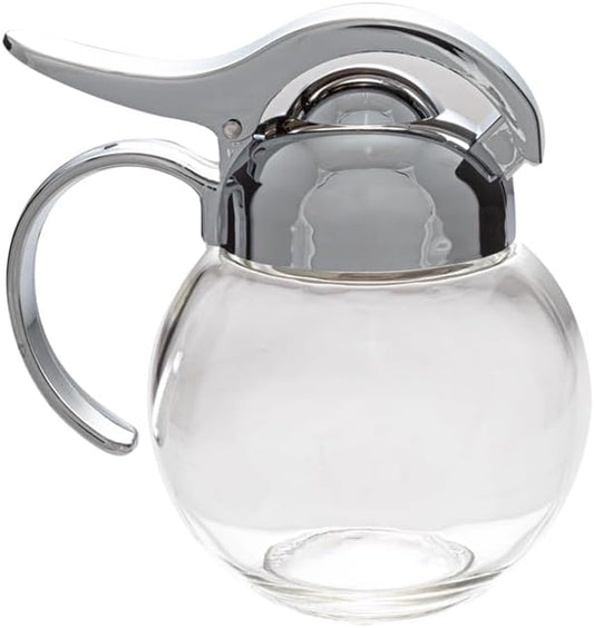 Millvado Syrup Dispenser, Restaurant Style Glass Honey or Maple Syrup Dispenser,10 Ounces, Dishwasher Safe