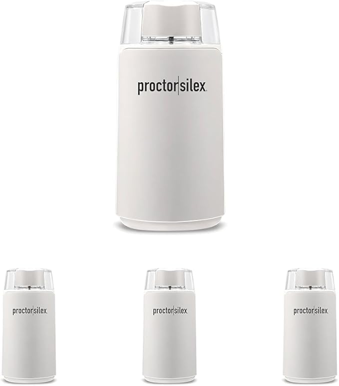 Proctor Silex Electric Coffee Grinder for Beans,Spices and More,Stainless Steel Blades,12 Cups,White,(Pack of 4)