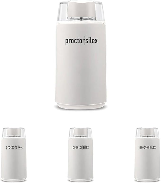 Proctor Silex Electric Coffee Grinder for Beans,Spices and More,Stainless Steel Blades,12 Cups,White,(Pack of 4)