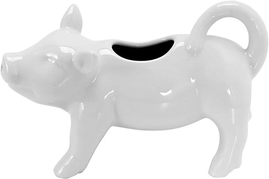 Ceramic Milk Pitcher, Pig-Shaped Porcelain Creamer Pitcher, Cute Animal Coffee Milk Sauce Jug for Home Kitchen and Outdoor Use - 6.41In 150ML