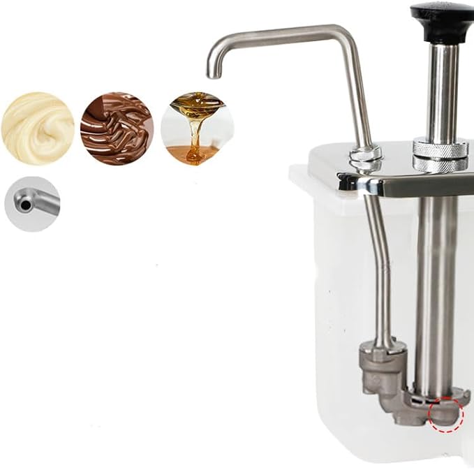 VITASUNHOW Sauce Pump Dispenser Stainless Steel Dispenser - Large Capacity Condiment Pump Dispenser Quantitative Pressure Head for Variety of Sauces (1035S)