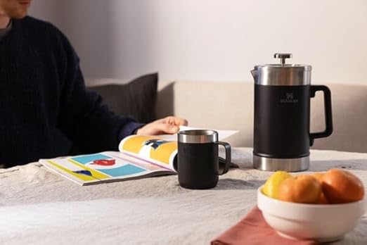 STANLEY Classic Stay-Hot French Press Coffee Maker 48 oz | 5 Minute Brew, 4 Hours Hot | Mesh Filter for Coffee Grounds | Insulated Stainless Steel French Press | BPA-Free | Cream Gloss