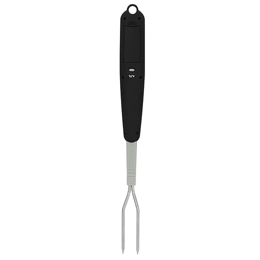 Qudinip Digital Meat Thermometer, Read BBQ Cooking Fork with Dual Probe and LCD Display, Comfort Grip Handle for Grill Bake Cook