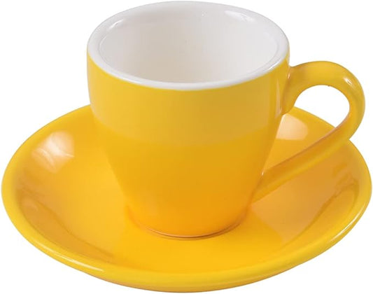 ionEgg Porcelain Espresso Cup with Saucer, Espresso shot Cup, 80ml/2.7Oz, Yellow