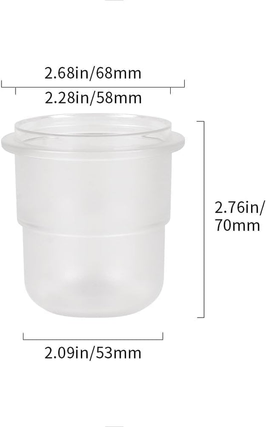 watchget 58mm Dosing Cup Espresso Coffee Dosing Cup Compatible with 58mm Portafilters Plastic Espresso Dosing Cup Coffee Machine Accessories, Frosted Transparent