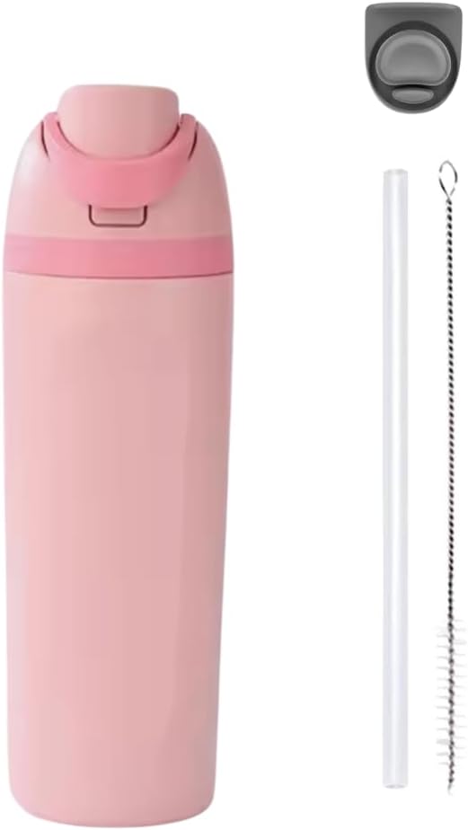 DUTHINGS Insulated Stainless Steel Water Bottle with Straw, 24 oz, Reusable Sports and Travel Bottle for School, Kids, and Outdoors - Leakproof and BPA-Free (PINK)