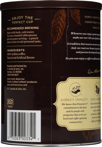 Don Francisco's Premium Vanilla Nut Ground Flavored Coffee: Rich, Aromatic 100% Arabica Beans - Family Crafted for a Delightful Morning Brew (12 oz Can) (Pack of 2)