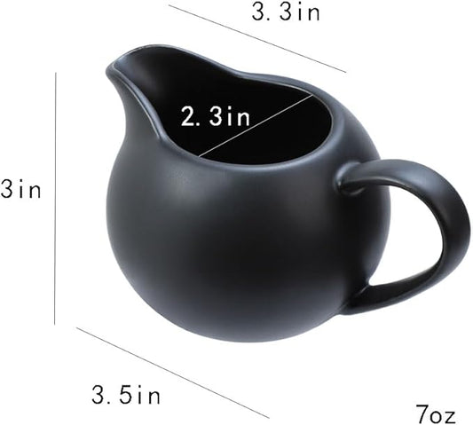Matte Ceramic Simple Creamer with Handle, Small Coffee Milk Creamer Pitcher 8oz Black