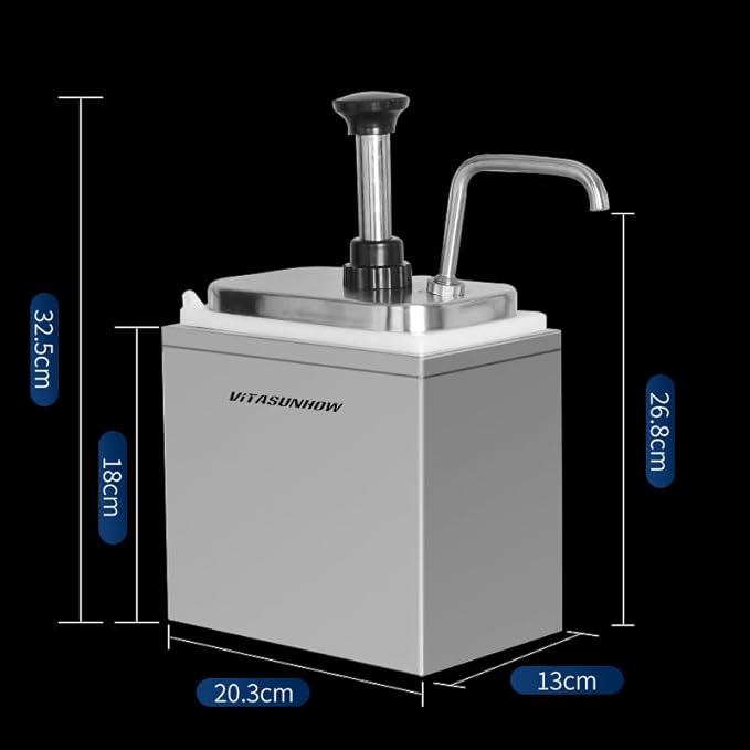 VITASUNHOW Sauce Pump Dispenser Stainless Steel Dispenser - Large Capacity Condiment Pump Dispenser Quantitative Pressure Head for Variety of Sauces (1002S)