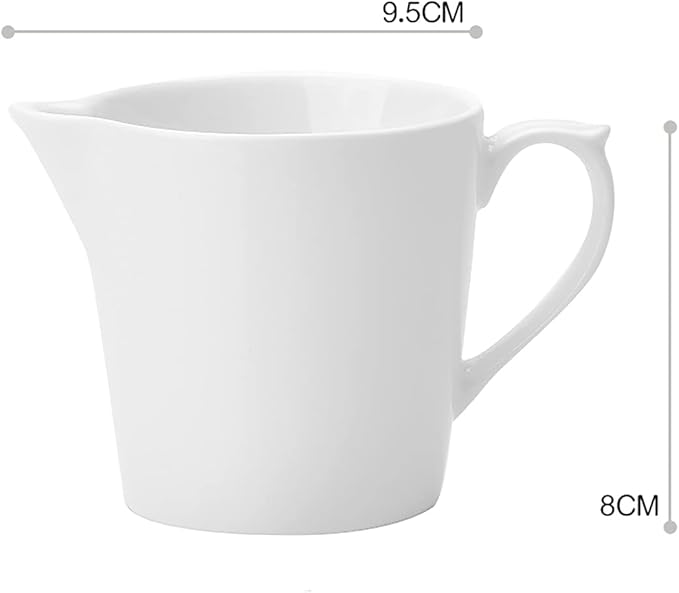 CHOOLD Pure White Ceramic Creamer With Handle, Coffee Milk Serving Pitcher, Sauce Pitcher for Kitchen - 8 OZ-A