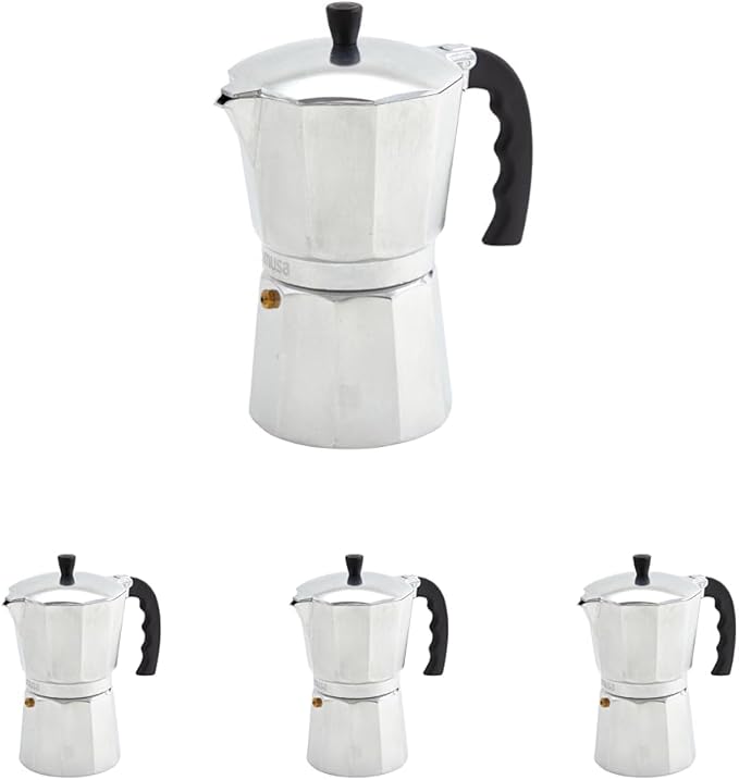 Imusa USA Aluminum Stovetop 6-cup Espresso Maker (B120-43V),Silver,(Pack of 4)
