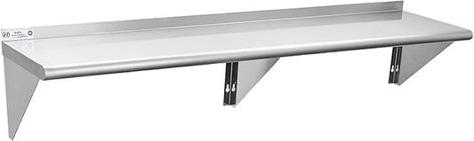 Hally Stainless Steel Shelf 14 x 60 Inches, 400 lb, Commercial Wall Mount Floating Shelving for Restaurant, Kitchen, Home and Hotel