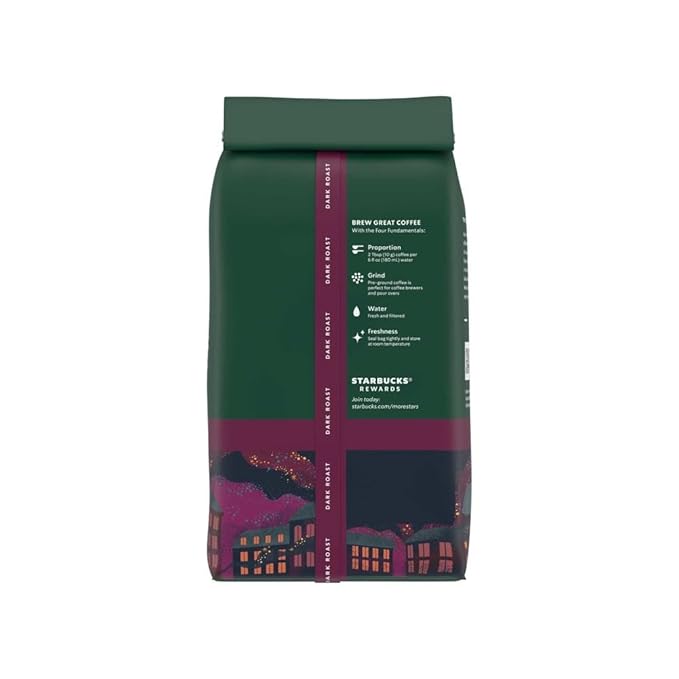 Starbucks Ground Coffee,Dark Roast Hot or Iced Coffee,French Roast,18 oz,(Pack of 2)