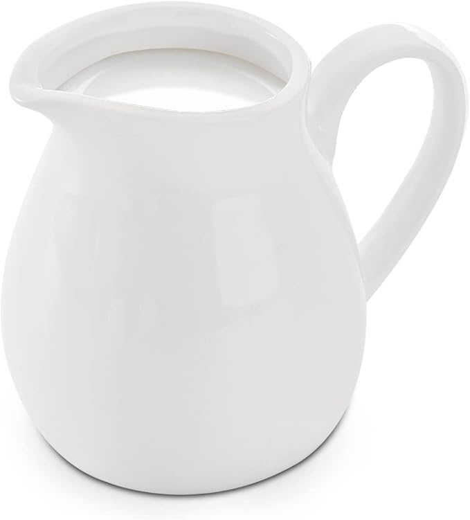 Dicunoy Set of 4 Sugar and Creamer Set, Small Creamer Pitcher with Handle for Coffee Bar, Sugar Bowl with Lid, Spoon and Tray, White Ceramic Sweetener Packet Container for Tea, Milk
