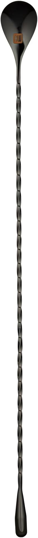 Restaurantware Bar Lux 16 Inch Bar Spoon 1 Corkscrew Handle Cocktail Stirrer Spoon - Long Commercial Black Plated Stainless Steel Cocktail Mixing Spoon For Stirring And Mixing