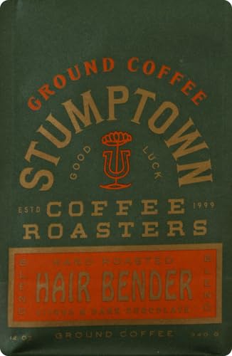 Stumptown Coffee Roasters, Medium Roast Ground Coffee - Hair Bender 12 Ounce Bag, Flavor Notes of Citrus and Dark Chocolate (Pack of 2)
