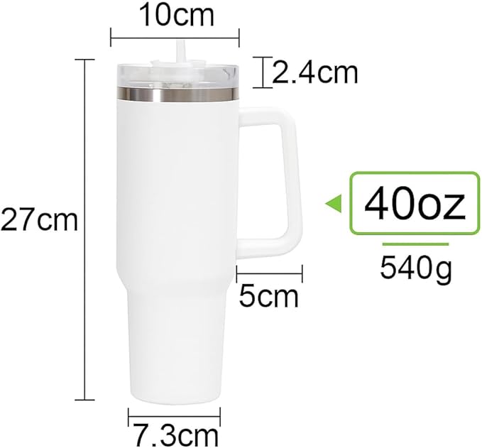The FaarSky 40 oz Insulated Travel tumbler with lid and straw, 12 Hours Hot & Cold, Vacuum Insulated Stainless Steel, Leak-Proof Lid, (White)