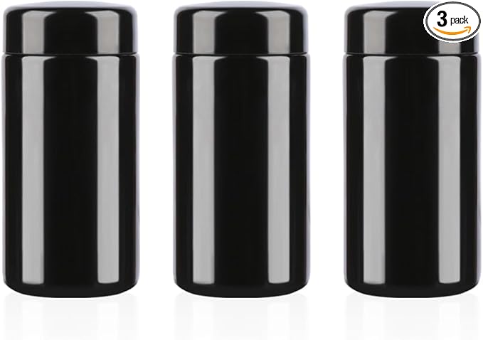 100g Black Ultraviolet Glass Jar with Lid,100 ml Airtight Smell Proof Container,Refillable Containers Jar,Ideal for Long term storage Oil,Coffee,Spices (B capacity: 100ml 3-PCS)
