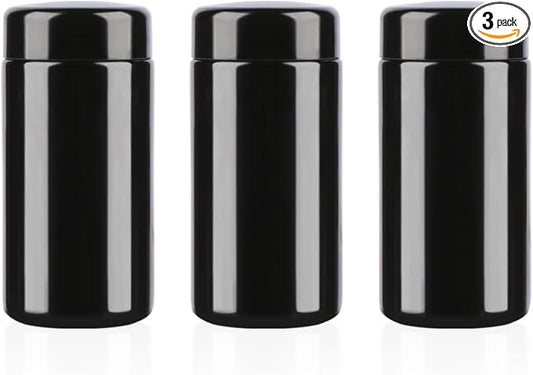 100g Black Ultraviolet Glass Jar with Lid,100 ml Airtight Smell Proof Container,Refillable Containers Jar,Ideal for Long term storage Oil,Coffee,Spices (B capacity: 100ml 3-PCS)
