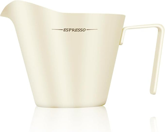 IKAPE Espresso Measuring Cup, 304 Anti-scald Stainless Steel Espresso Shot Cups with Handle, Coffee Pouring Cup for Barista Tool Accessories(White)